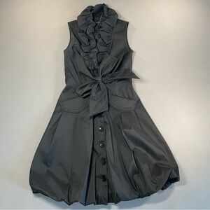 Samuel Dong Sleeveless Bubble Dress w/ Ruffle Collar & Button Front - Womens 8